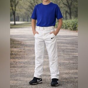 Nike Boys White Baseball Pants Youth Large Athletic GUC